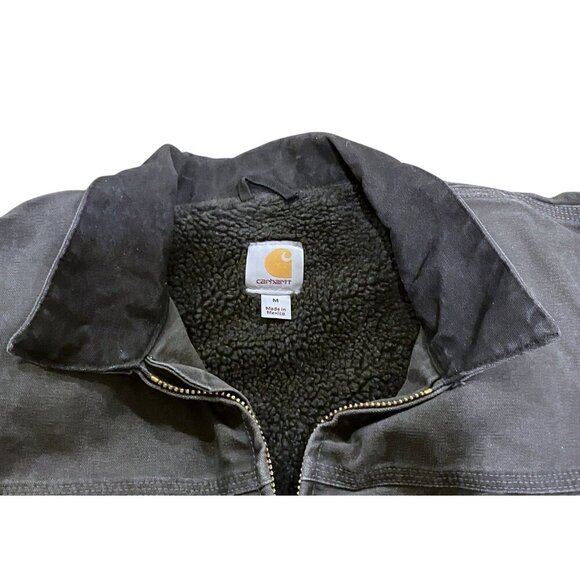 Carhartt Jacket M Coat Sherpa Duck Canvas Chore Distress Fade Paint Rare C61 GVL - Picture 4 of 16
